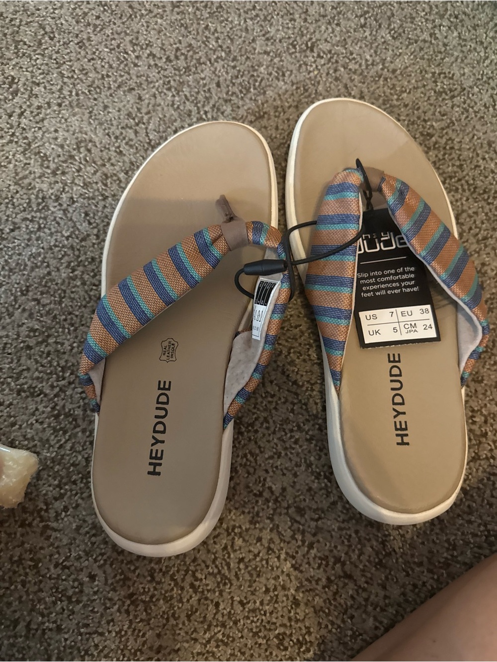 Heydude Women’s Strappy Sandals in Multicolor Tan Footbed